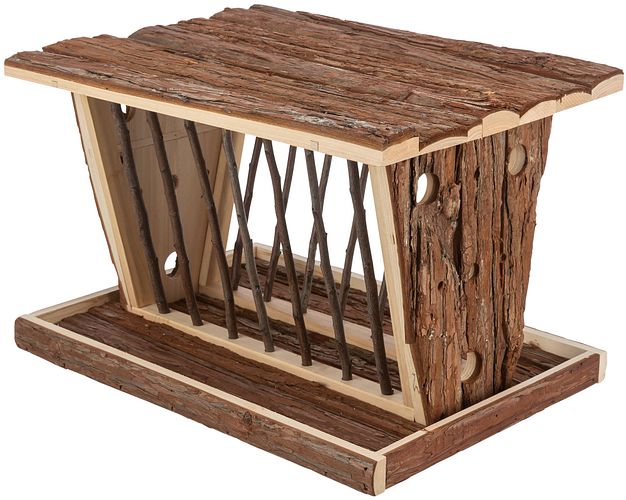 TRIXIE Heuraufe mit Boden und Dach, Rindenholz, 40 × 22 × 30 cm