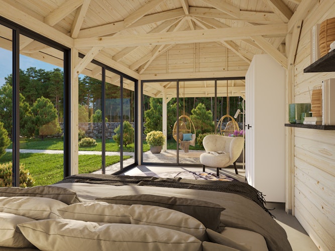 Palmako Pavillon Bianca 24,9 m² Set 517 Slide Plus mit Isolierglas-Schiebetüren