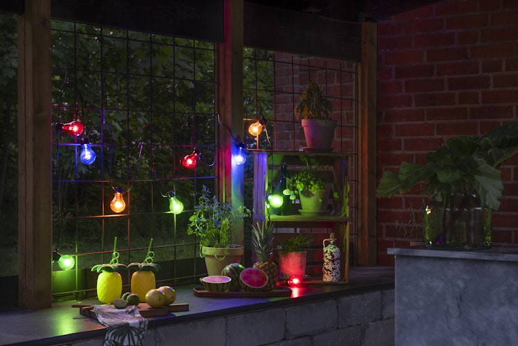 Konstsmide Ganzjahresbeleuchtung  LED Biergartenkette bunt 160 warmweiße Dioden