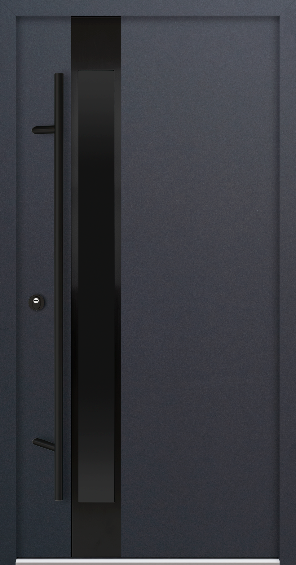 Krongart Stahl-Aluminium-Haustür DS68AC Modell 34 BLACKLINE mit schmalem Lichtausschnitt