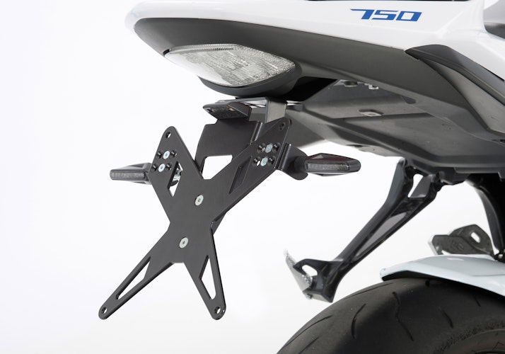 PROTECH X-SHAPE Kennzeichenhalter SET mit Reflektor und Beleuchtung Alu & Stahl Schwarz für SUZUKI GSR 750