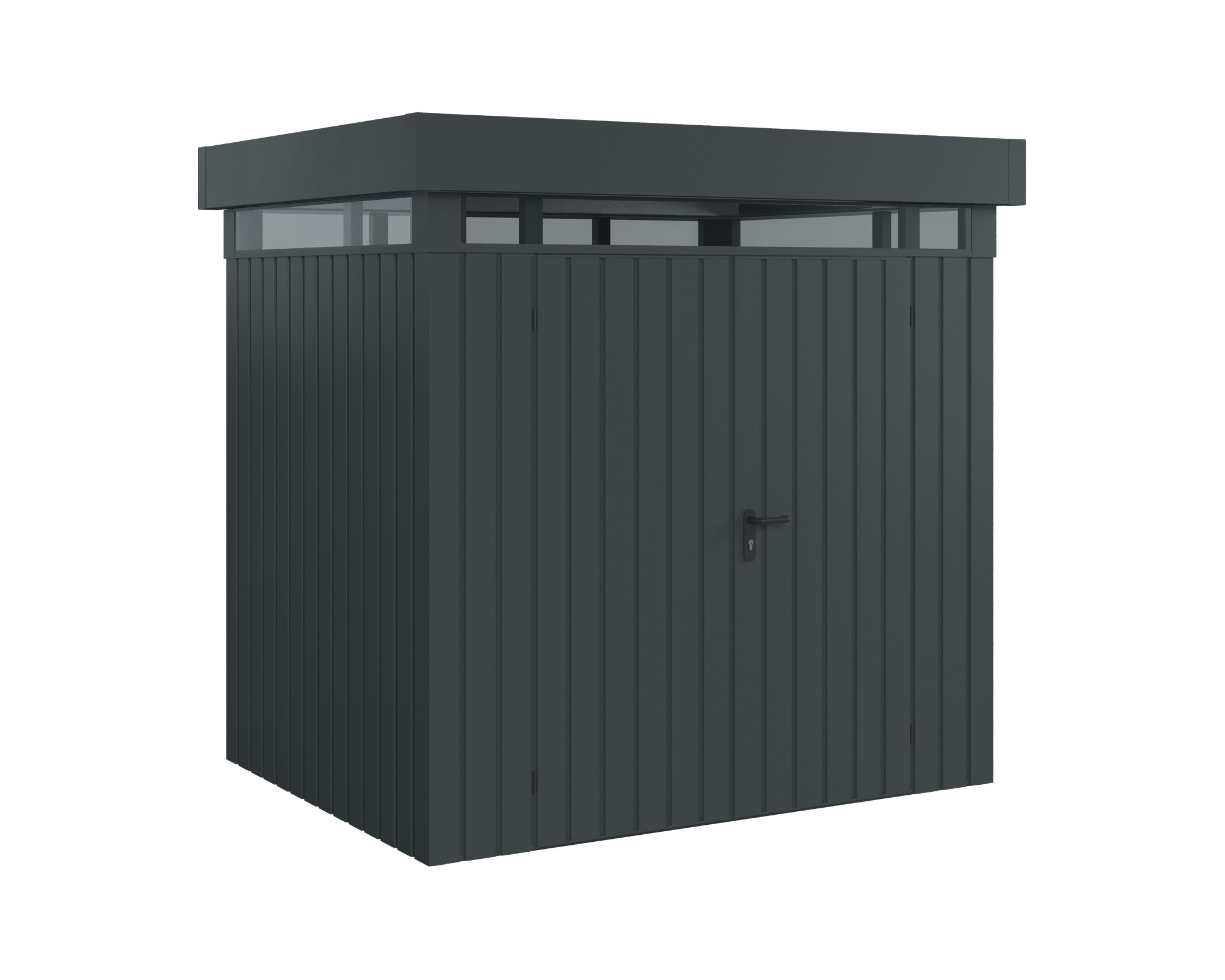 Hörmann Metall-Gerätehaus EcoStar EuroLine EFD mit Flachdach B 214 x T 166 cm (EFD 4) mit Lichtband, Motiv Modern (mit s...