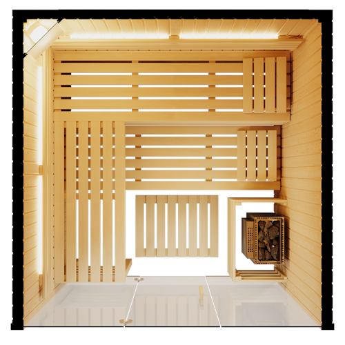 Infraworld Sauna Panorama - Elementsauna mit Glasfront inkl. 5-teiligem gratis Zubehörset