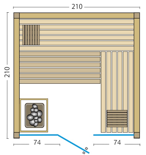 Infraworld Sauna Gracil 210 - 75 mm Elementsauna inkl. 5-teiligem gratis Zubehörset