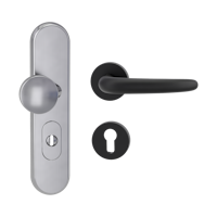 Griffwerk TITANO Kombi SB_882 ES1 (S2) -Edelstahl matt Kombi-Schutzbeschlag -Knopf/Drücker -mit Griff DESM ULMER GRIFF Klippt.-GSC-rund-R-ZA,72mm-38-50