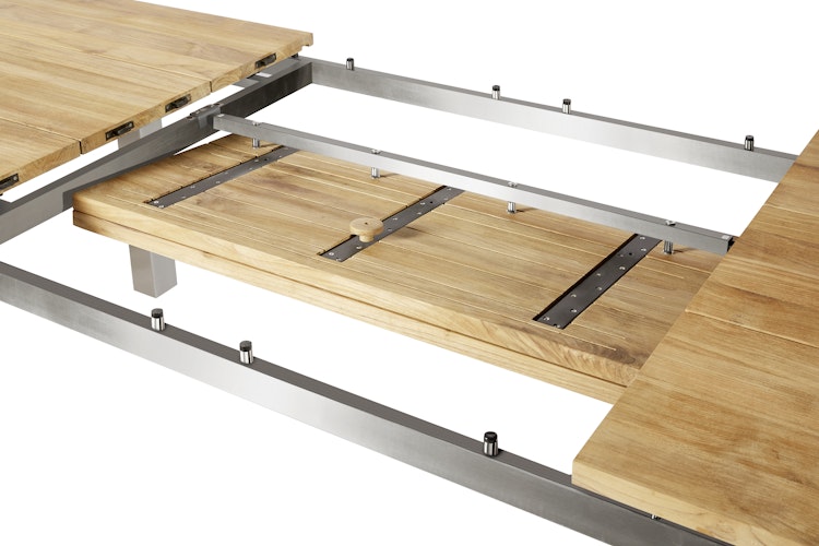 Diamond Garden Ausziehtisch LEVANTO, Edelstahl gebürstet / Recycled Teak