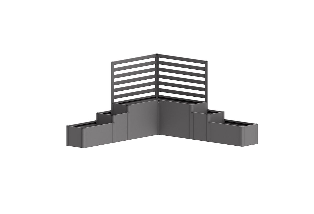 Biohort Pflanzkasten-System DaVinci Version 1 - Terrassenabgrenzung mit Rankgitter B x T x H 299,5 x 299,5 x 168 cm quarzgrau-metallic
