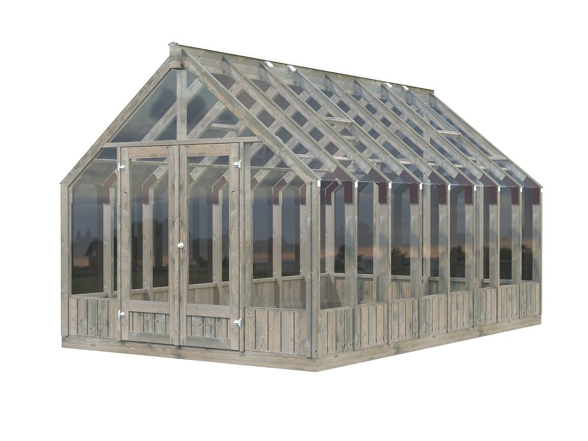 Palmako Gewächshaus / Pavillon / Glashaus Emilia 13,8 m² - 18 mm Grau kesseldruckimprägniert