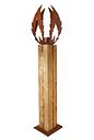 Vorschaubild Badeko Kerze Sankt Ulrich in Edelrostoptik mit angeflammtem Fichtenholz Ständer - 145 cm
