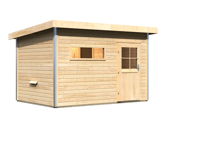 Karibu Saunahaus Skrollan 2 mit Vorraum naturbelassen inkl. gratis Sauna-Zubehörset im Wert von 234,94 €