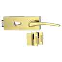 Vorschaubild Griffwerk Glastürbeschlag PURISTO S mit Griff MARISA PROF Profilzylinder Flüster 3-tlg. Bänder MARISA Messing-Optik