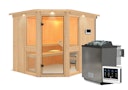 Vorschaubild Karibu Amelia 3 - Sauna mit Eckeinstieg 68 mm inkl. gratis 9 kW Bio-Saunaofen im Wert von 719 €