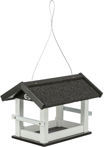 TRIXIE Futterhaus zum Aufhängen, Kiefernholz, 36 × 25 × 25 cm, schwarz/weiß