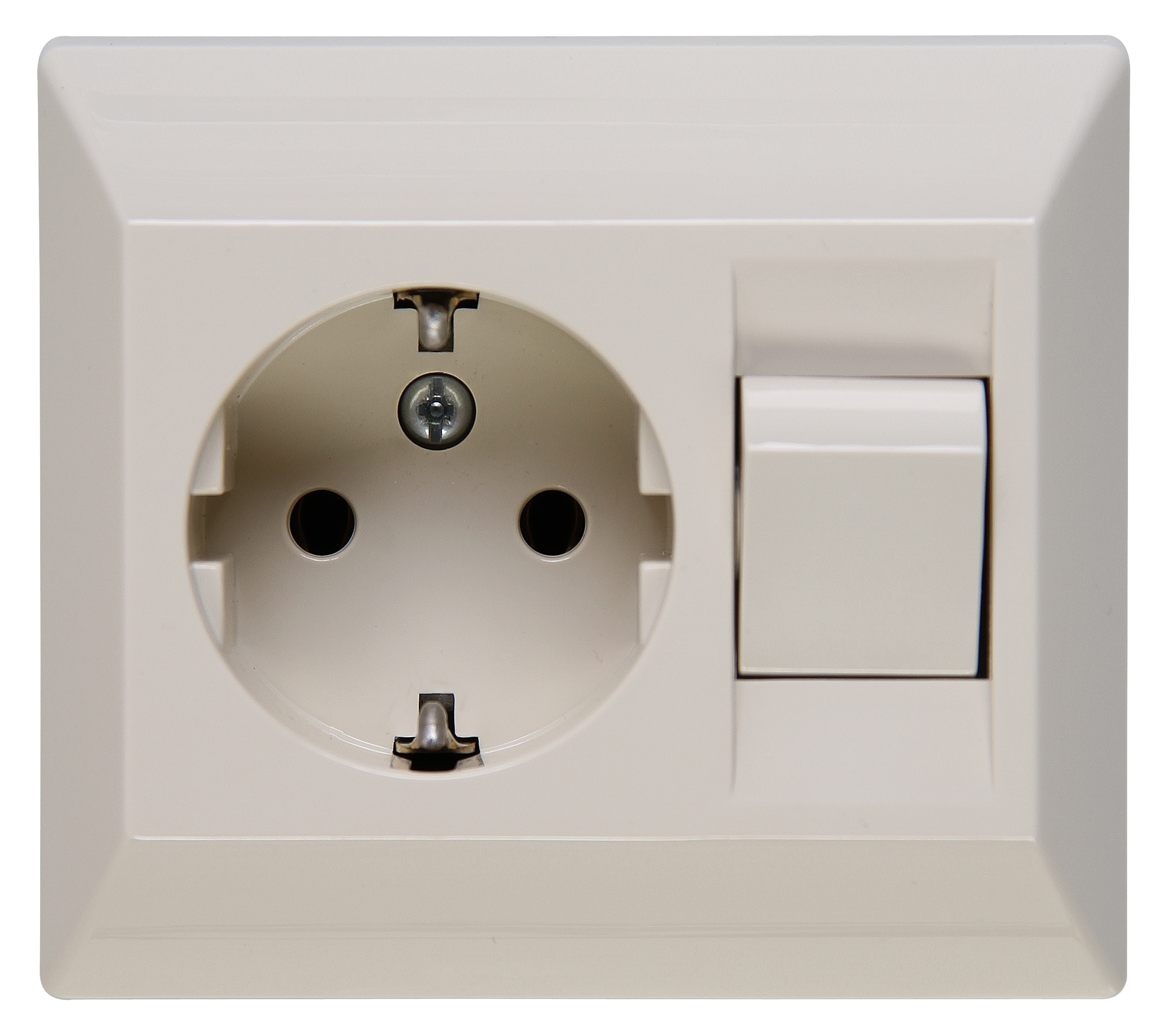Kopp Schutzkontakt- Steckdose mit Universalschalter, creme-weiß
