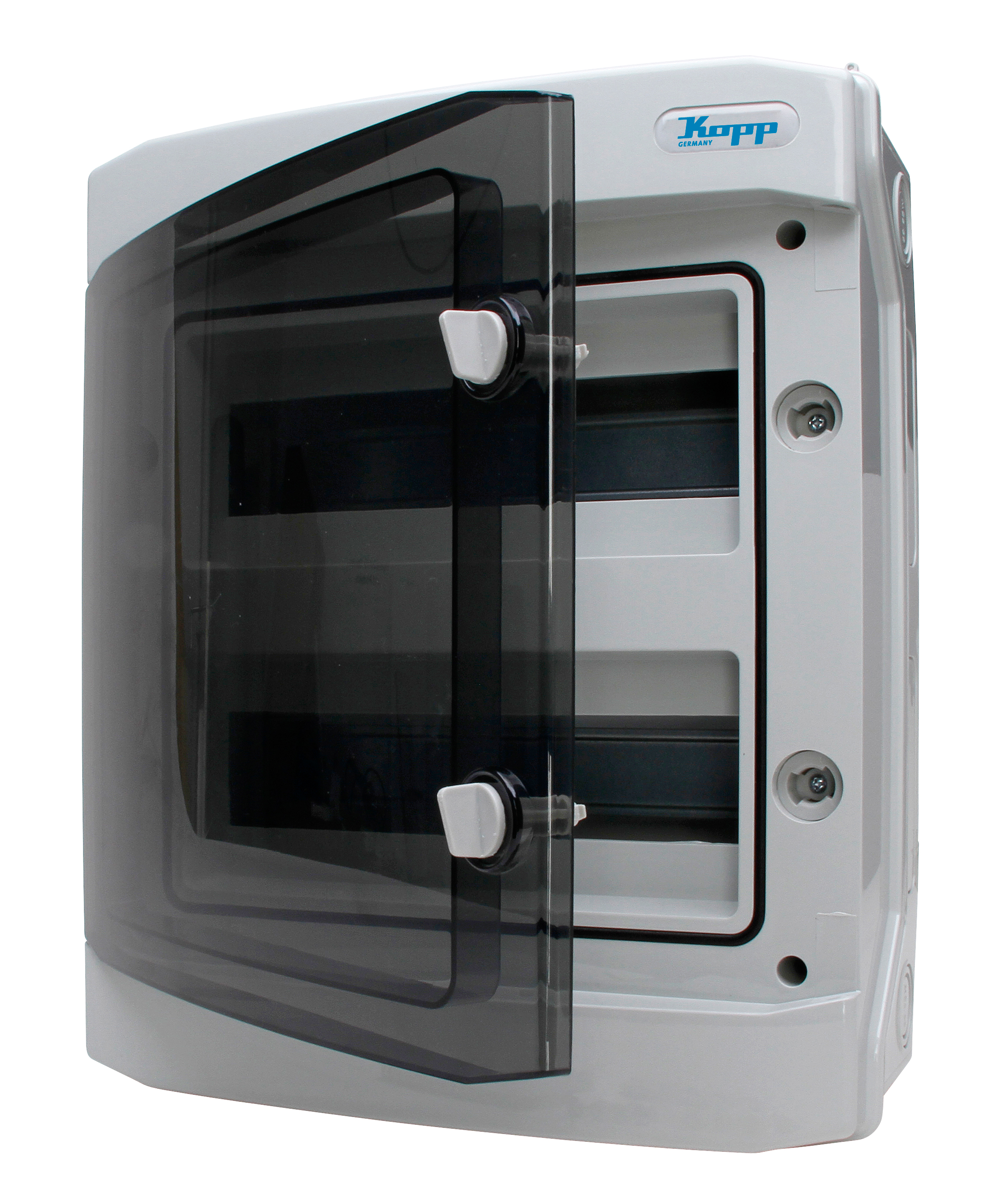 Kopp Aufputz-Feuchtraum-Verteilerkasten 2-reihig/ 24 Pole grau/schwarz