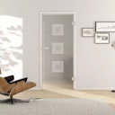 Vorschaubild Griffwerk Glasdrehtür (ESG) DECO 657 ESG PURE WHITE matt 834x1972x8mm Studio/Office DIN R