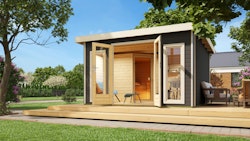 Karibu Saunahaus Mainburg 3 mit Vorraum - 38 mm inkl. gratis Sauna-Zubehörset im Wert von 234,94 €