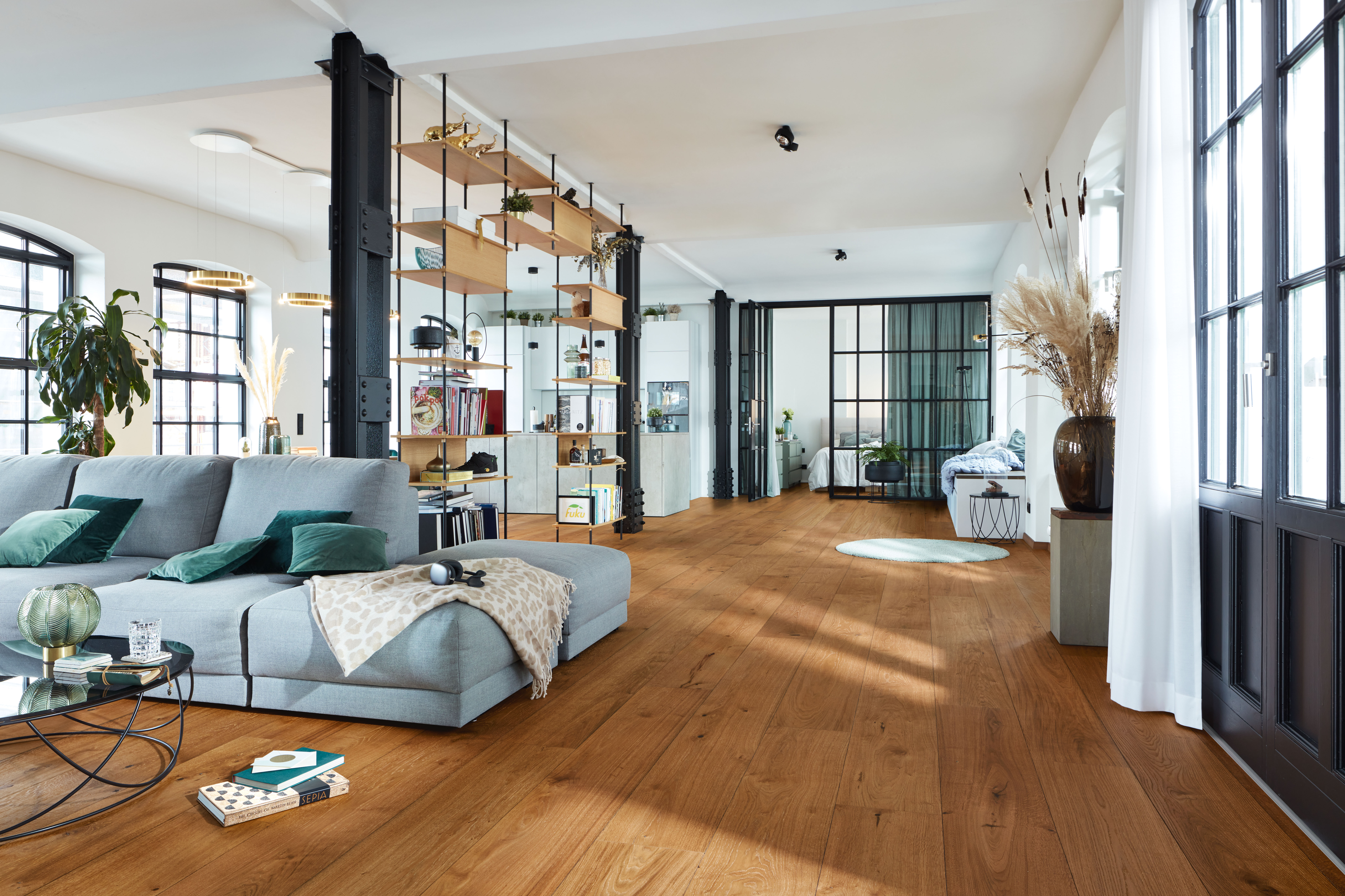 MEISTER Lindura-Holzboden HD 400 Eiche authentic kastanienbraun gebürstet 8911 - naturgeölt 5G Dry® 2200 mm