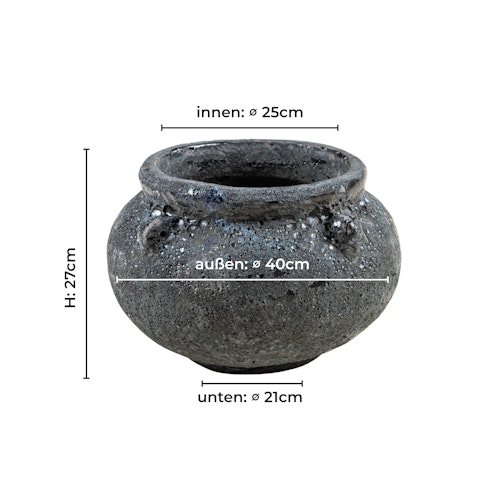 Vosteen Design Blumentopf / Pflanzgefäß Terrakotta schwarz ø 40 cm x H 27 cm