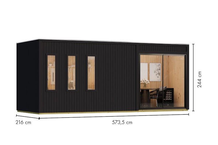 Karibu Design Gartenhaus Home Office Studio 3 Blackline - 73 mm