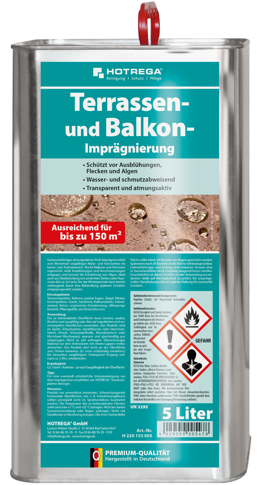 Hotrega Terrassen- und Balkon-Imprägnierung 5 Liter Kanister