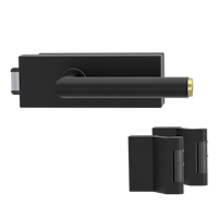 Griffwerk PURISTO S -Graphitschwarz Ganzglastürbeschlagset -3-teiliger Bandsatz -mit Griff LUCIA SELECT -GSC/ME -UV