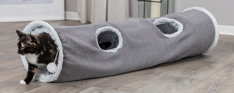 TRIXIE Spieltunnel Harvey, Plüsch, ø 27 × 116 cm, grau