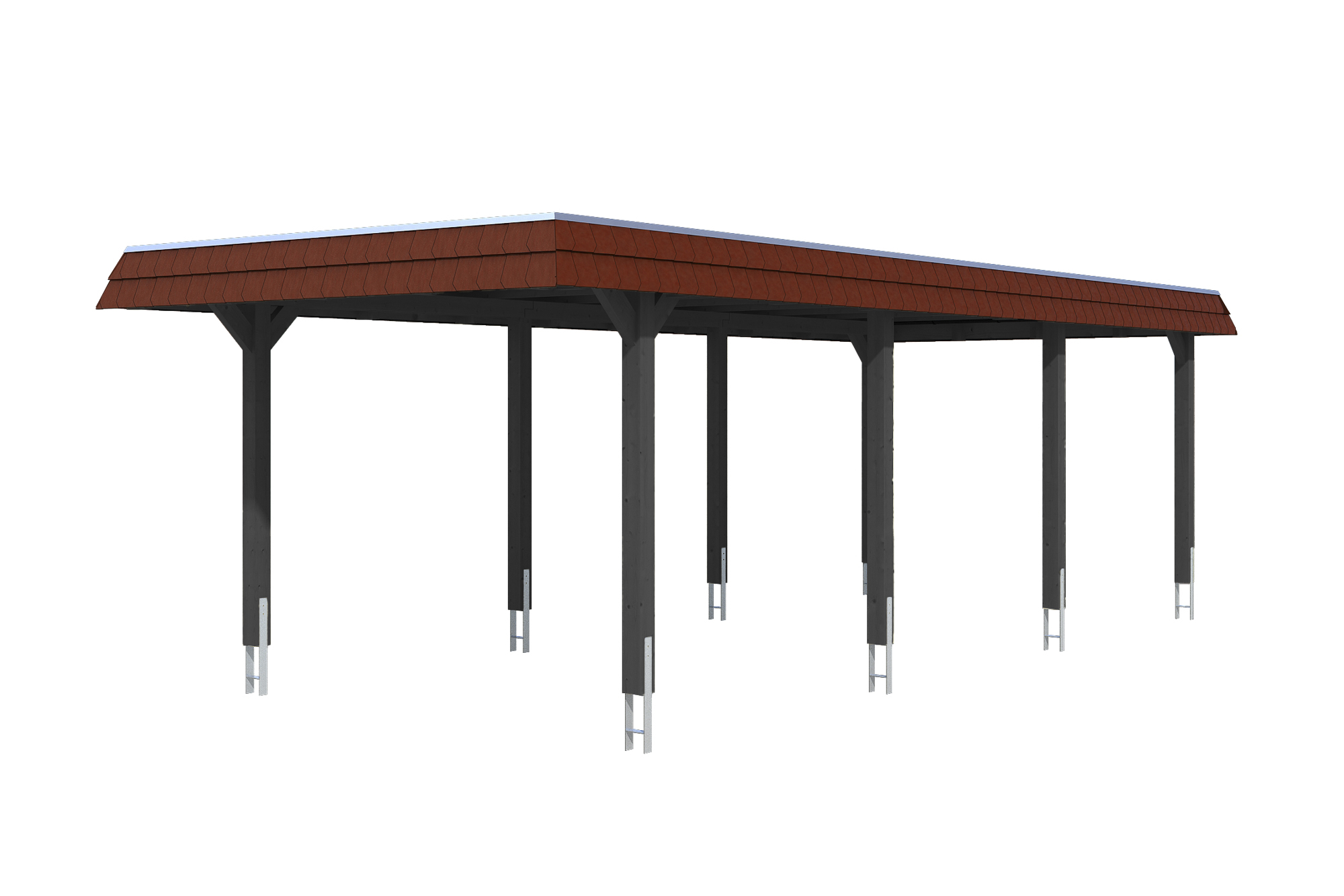 Skan Holz Wendland - Walmdach Carport aus Leimholz Breite 362 cm Holzcarport anthrazit