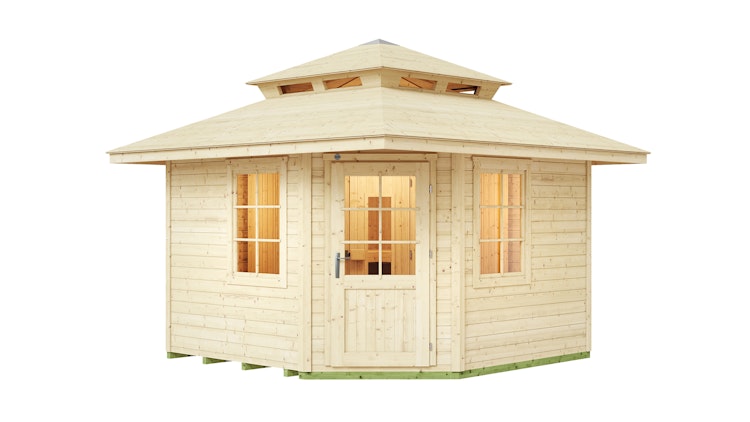 Weka Blockbohlen Saunahaus Kurikka inkl. Elementsauna 28/68 mm