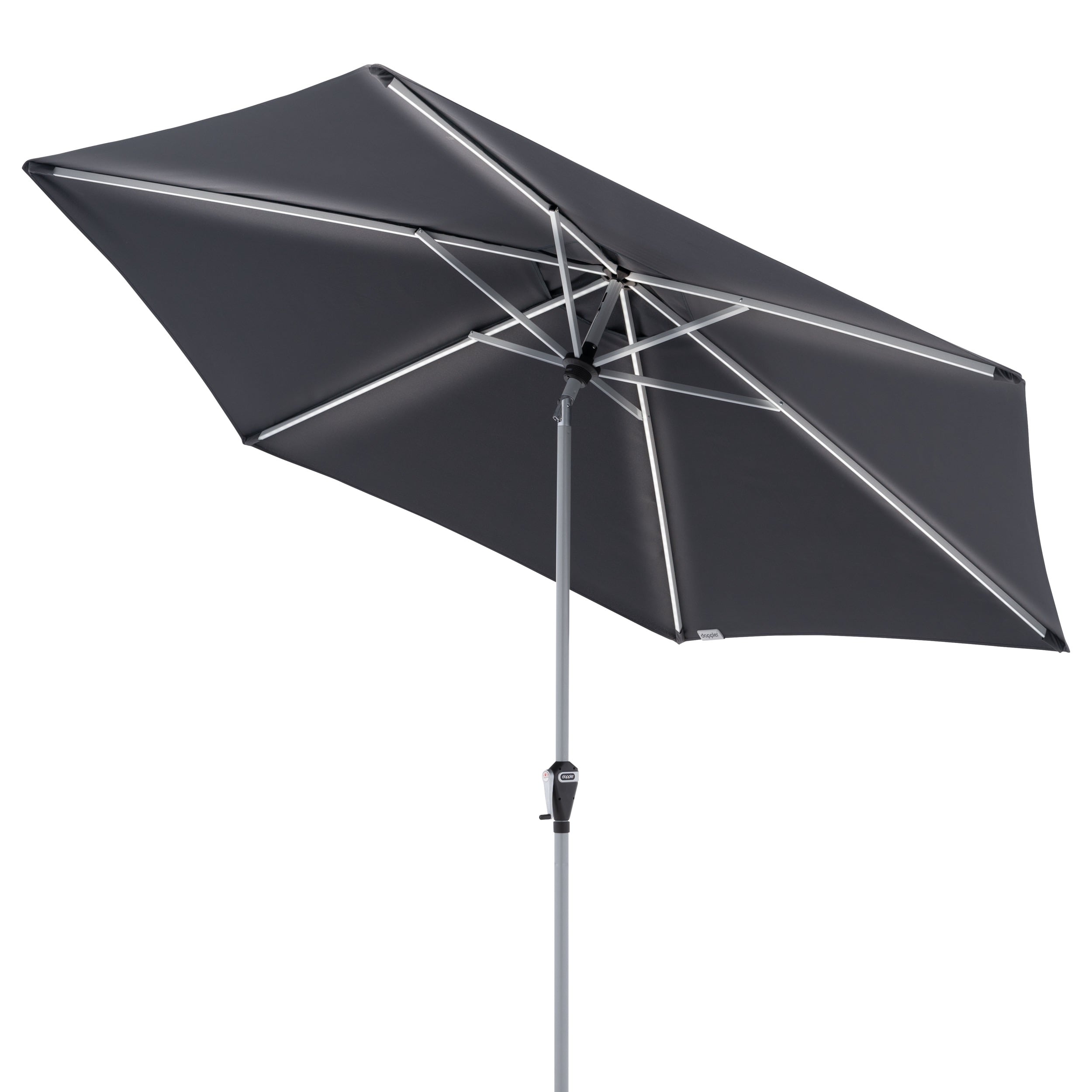 doppler Mittelmastschirm ACTIVE 300 Auto Tilt LED, Aluminium Silber / 100 % Polyester Anthrazit