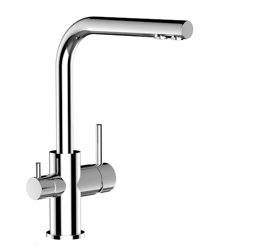 NIEDERDRUCK 3 Wege Wasserhahn Küchenarmatur, FL, mit 360° schwenkbarem L-Auslauf