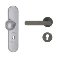 Griffwerk TITANO Kombi SB_882 ES1 (S2) -Edelstahl matt Kombi-Schutzbeschlag -Knopf/Drücker -mit Griff AVUS -KGR -rund -L -ZA, 72mm -TS 38-50