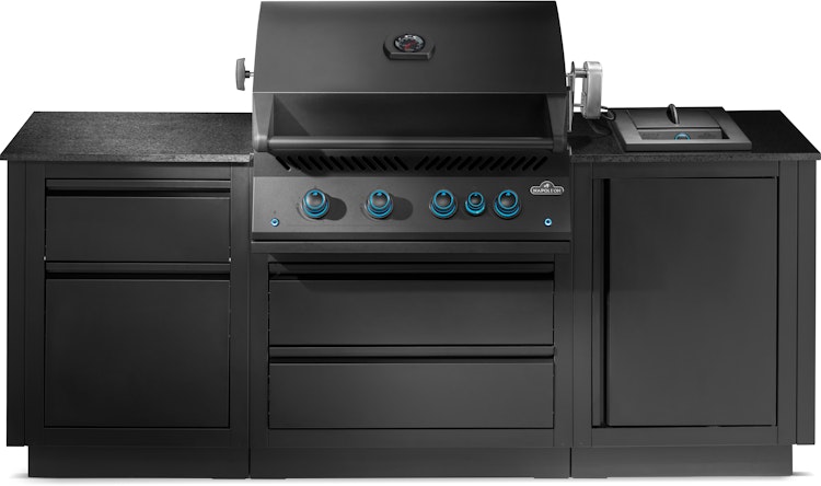 NAPOLEON Gasgrill Oasis Compact 105, Mattschwarz, mit BIG32-1 und Einbau SIZZLEZONE