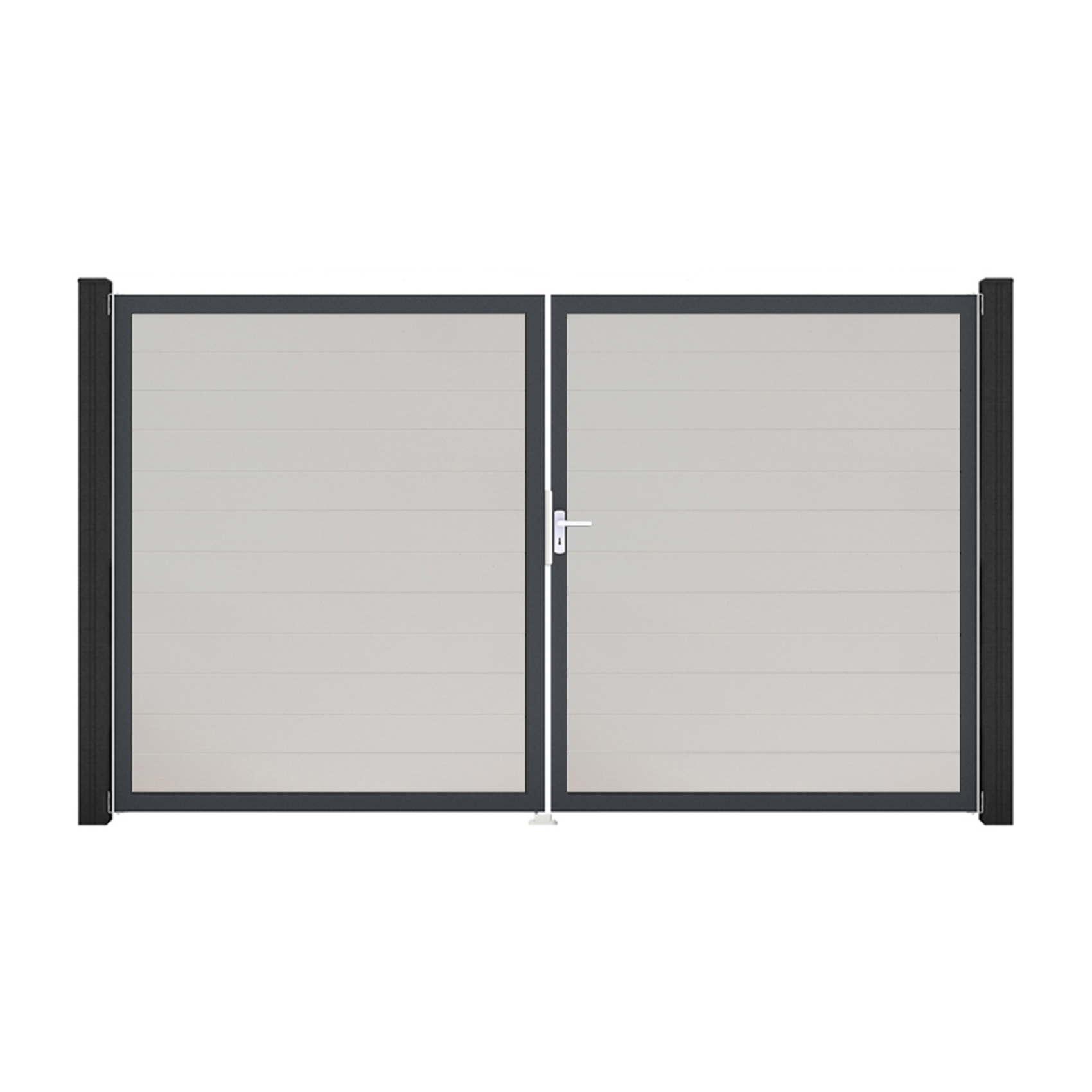 GroJa BasicLine PVC Stecksystem schmal Doppelltor mit Anthrazitrahmen 3000 x 1800 mm weiss DIN Rechts
