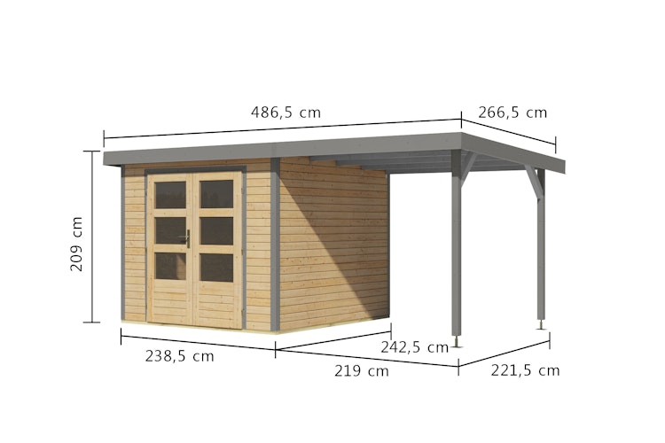 Karibu Metall-Holzgartenhaus Hybridhaus Jupiter A/B/C/D - 19 mm/0,5 mm