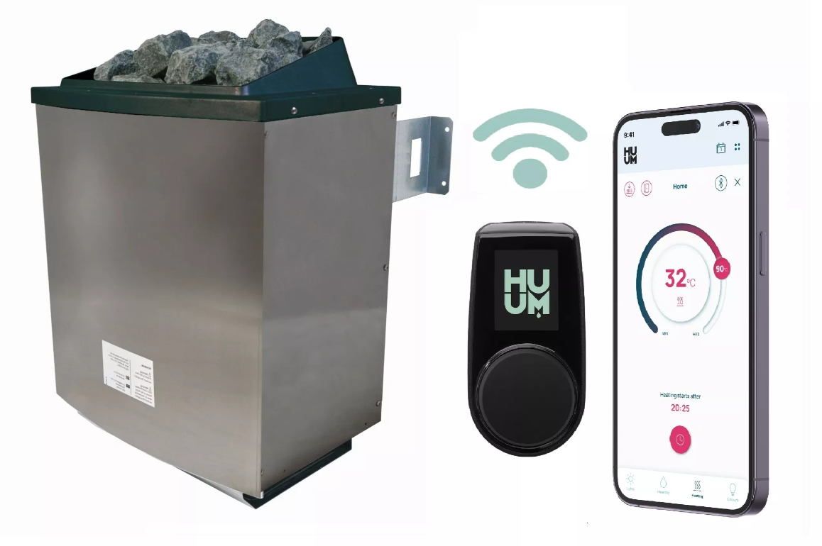Karibu 9 kW Saunaofen finnisch anthrazit inkl. Huum WLAN Steuergerät mit App-Steuerung
