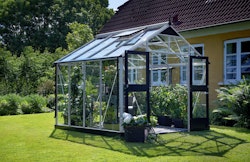 Juliana Gewächshaus Premium - 2,96 x 2,96 m - 8,8 m² (Gr. 1)-Alu/Schwarz-3 mm Sicherheitsglas