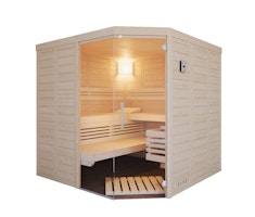Infraworld Sauna Solido Complete 209 Ecke - 40 mm Massivholzsauna inkl. 5-teiligem gratis Zubehörset
