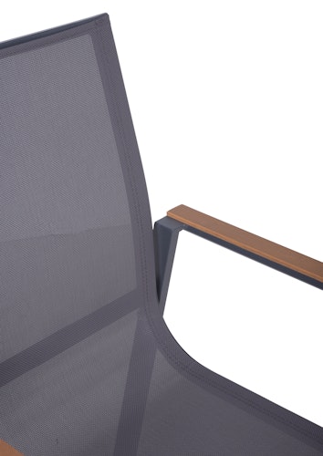 Garden Pleasure Gartenmöbel Set RANA / SILEA 02, Ausziehtisch 200/260 x 100 + 6 Stapelsessel, Alu Anthrazit / Keramik Silbereiche / Kunststoffgewebe Dunkelgrau