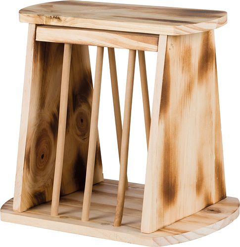 TRIXIE Heuraufe mit Deckel, Holz/geflammt, 25 × 22 × 18 cm
