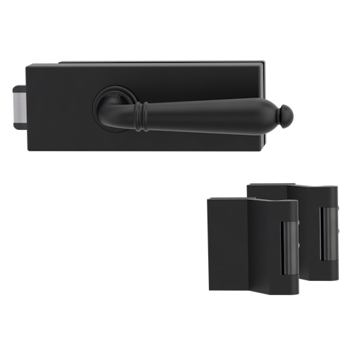 Griffwerk PURISTO S -Graphitschwarz Ganzglastürbeschlagset -3-teiliger Bandsatz -mit Griff CAROLA Schraubt. -GSC -UV