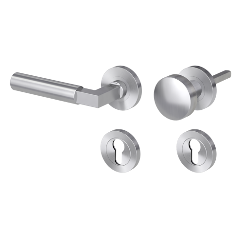 GRIFFWERK Wechselgarnitur METRICO PROF Schraubtechnik FS Rosetten rund Knopf R2 Edelstahl matt L