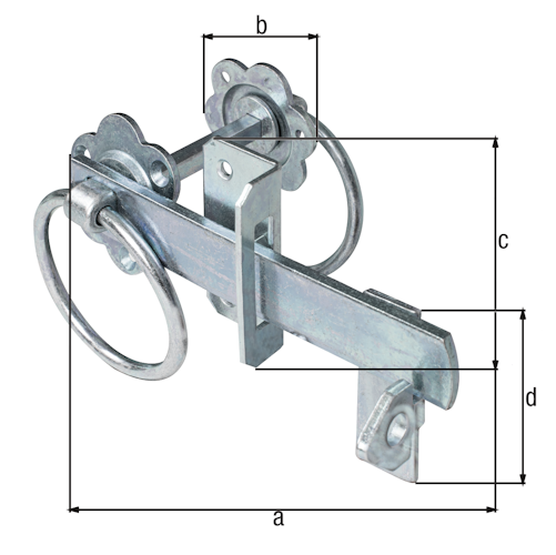 Alberts® Gartentorverschluss, für hohe Tore oder Flechtzauntüren, galvanisch verzinkt dickschichtpassiviert 210250