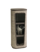 NOBBY Kratztonne "CAPTA III" braun Leinenoptik 38 x 38 x 98 cm