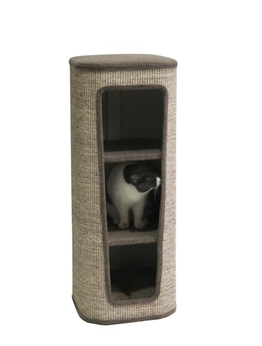 NOBBY Kratztonne "CAPTA III" braun Leinenoptik 38 x 38 x 98 cm