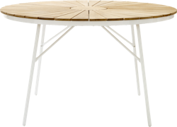 Cinas Klapptisch ELLEN Ø 110 cm, Aluminium Weiß / Teak