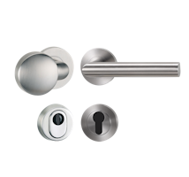 Griffwerk LUCIA PROFESSIONAL Schraubtechnik -Edelstahl matt Schutzrosettengarnitur -Knopf R1 -ZA -Kombi-Innenrosettensatz rund