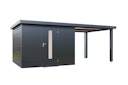 Vorschaubild Wolff Finnhaus Premium Metall Gartenhaus Thorin 6030 Anthrazit inkl. 300 cm Anbaudach