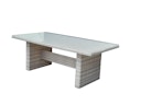 Vorschaubild Garden Pleasure Gartenmöbel Set DIJON / BASTIA, Tisch 200 x 100 + 6 Stapelstühle, Polyrattan Ingwerbraun / Glasplatte / Kissen 100 % Polyester Anthrazit