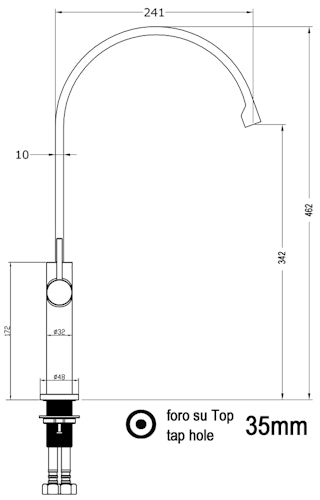 Minimalistischer Wasserhahn Küchenarmatur, TECNO, mit 360° schwenkbarem flachem U-Auslauf, Verchromt